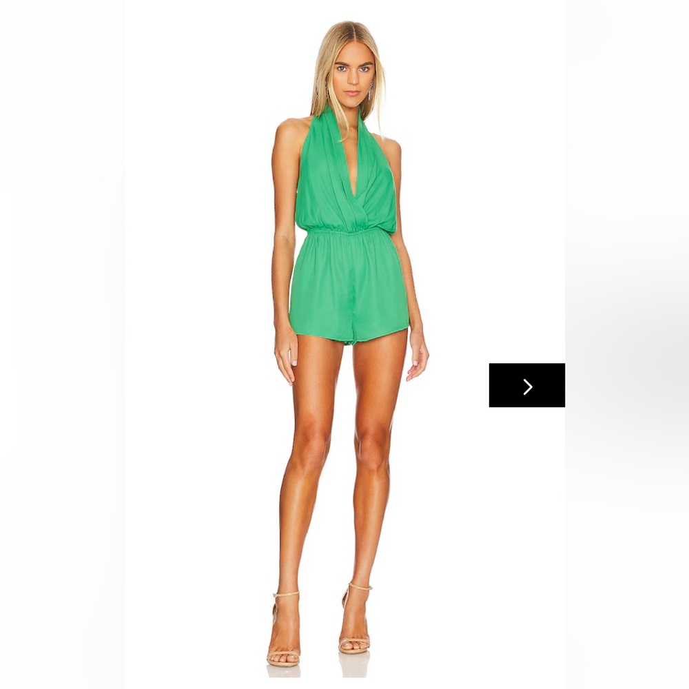 Superdown Green Halter Romper - image 1